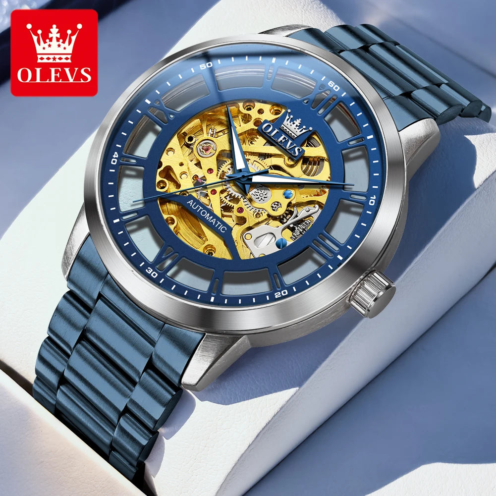 OLEVS 6728 Luxury Skeleton Watch for Men