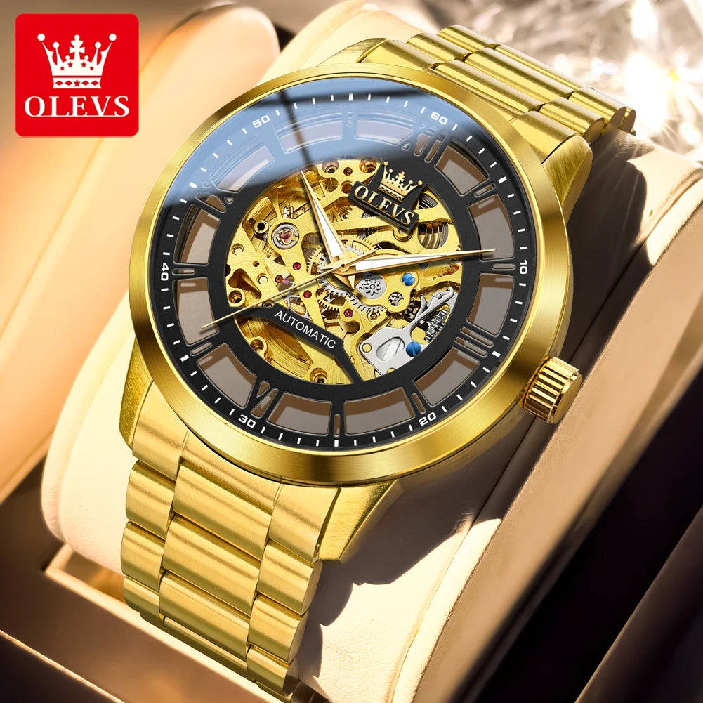 OLEVS 6728 Luxury Skeleton Watch for Men