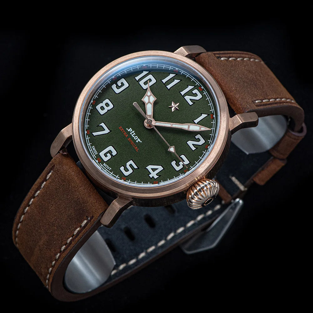 Bronze Skeleton Pilot Watch for Men