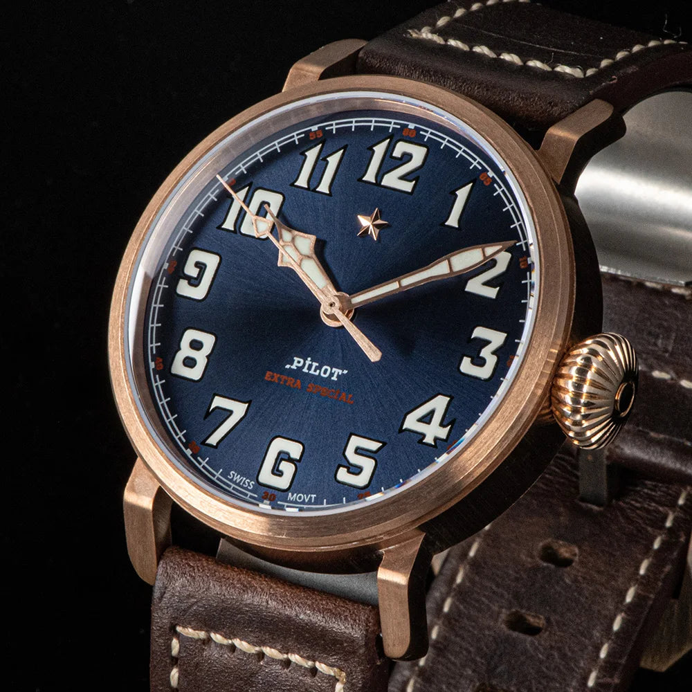 Bronze Skeleton Pilot Watch for Men