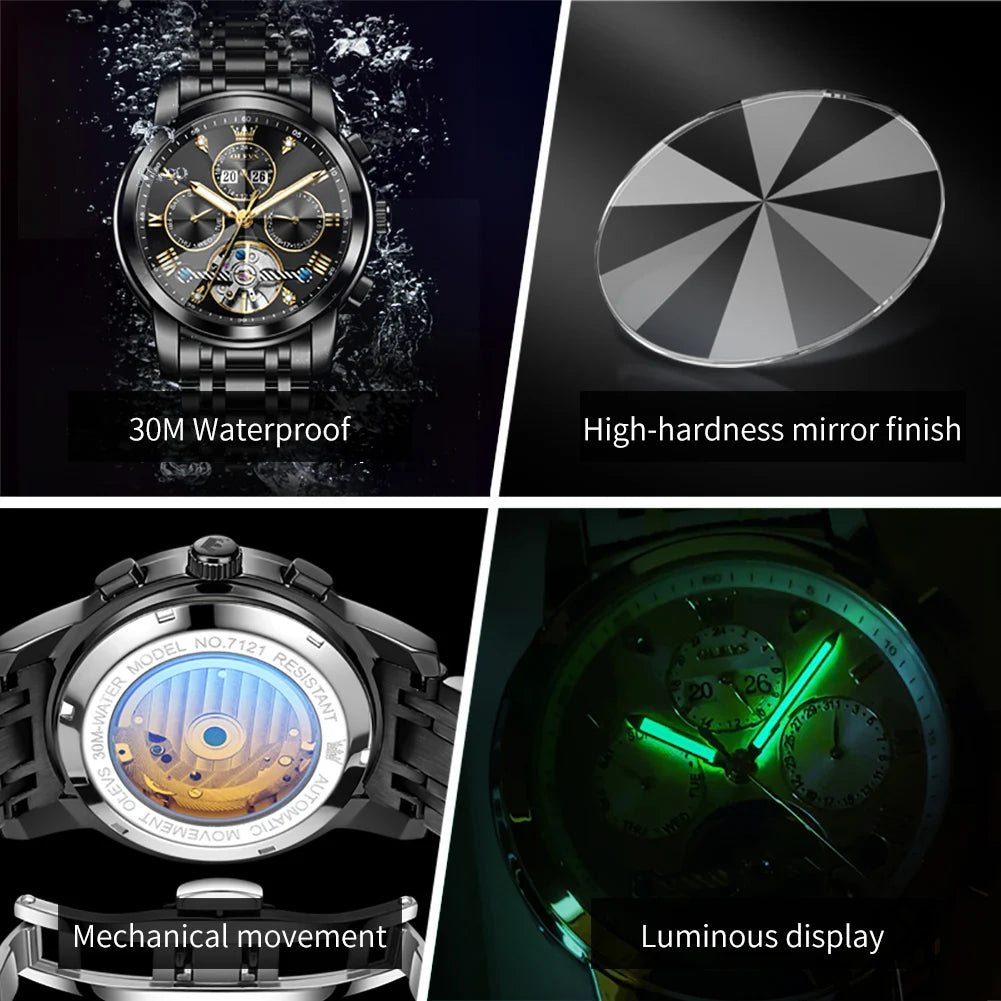 OLEVS 7121 Luxury Skeleton Watch for Men