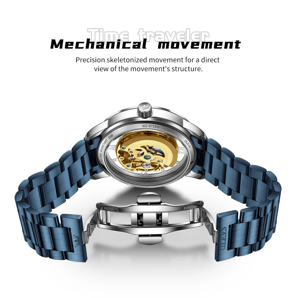 OLEVS 6728 Luxury Skeleton Watch for Men