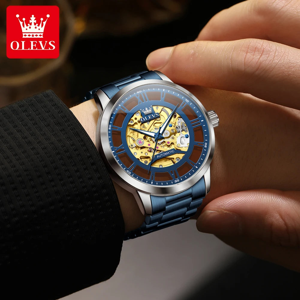 OLEVS 6728 Luxury Skeleton Watch for Men