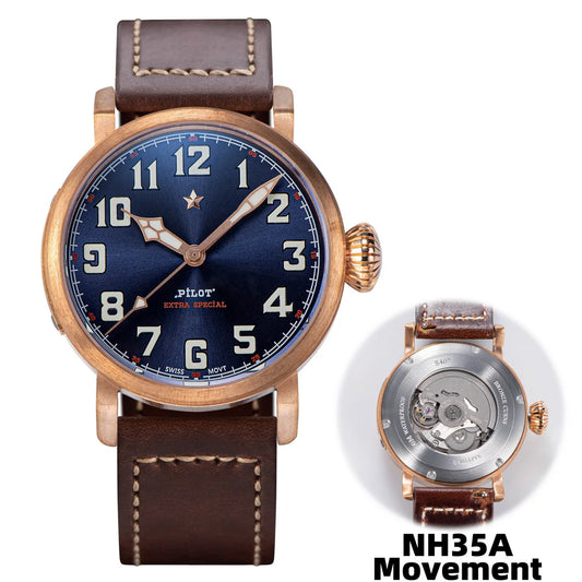 Bronze Skeleton Pilot Watch for Men