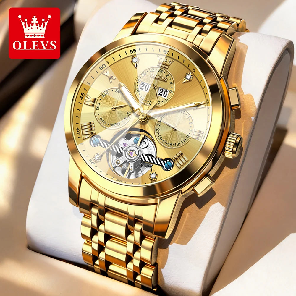 OLEVS 7121 Luxury Skeleton Watch for Men