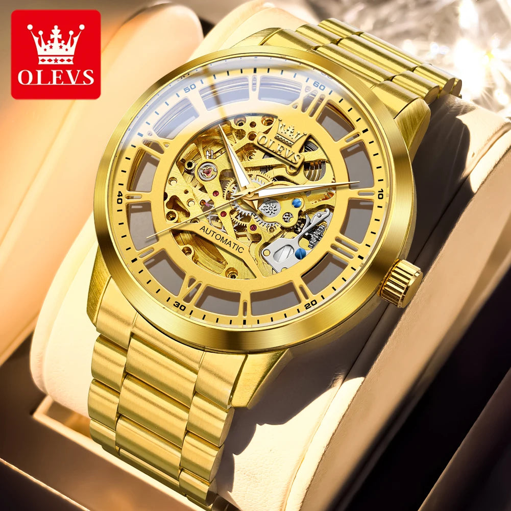 OLEVS 6728 Luxury Skeleton Watch for Men