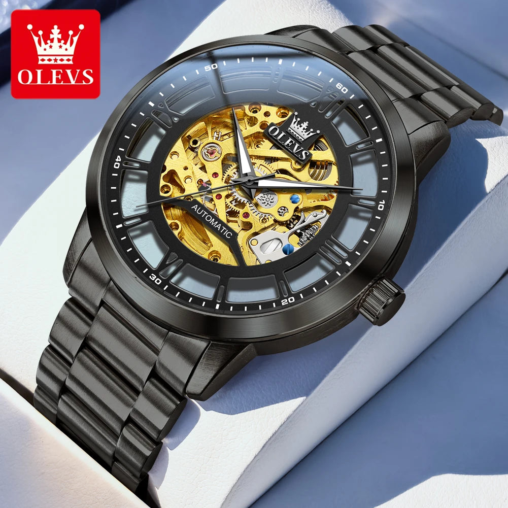 OLEVS 6728 Luxury Skeleton Watch for Men