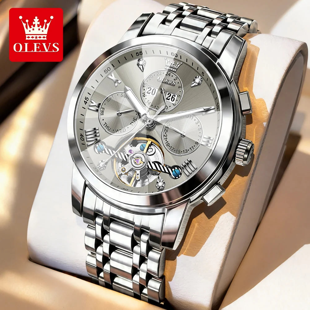 OLEVS 7121 Luxury Skeleton Watch for Men